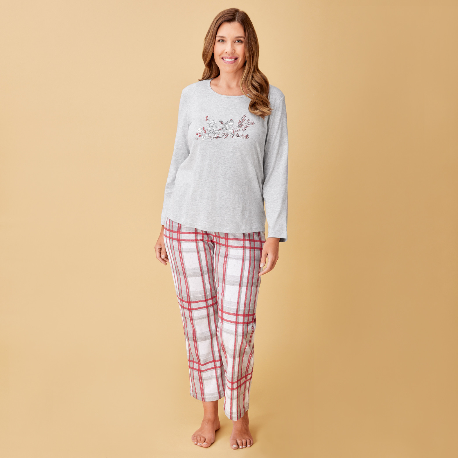 Plaid Jersey Knit Pyjama Set