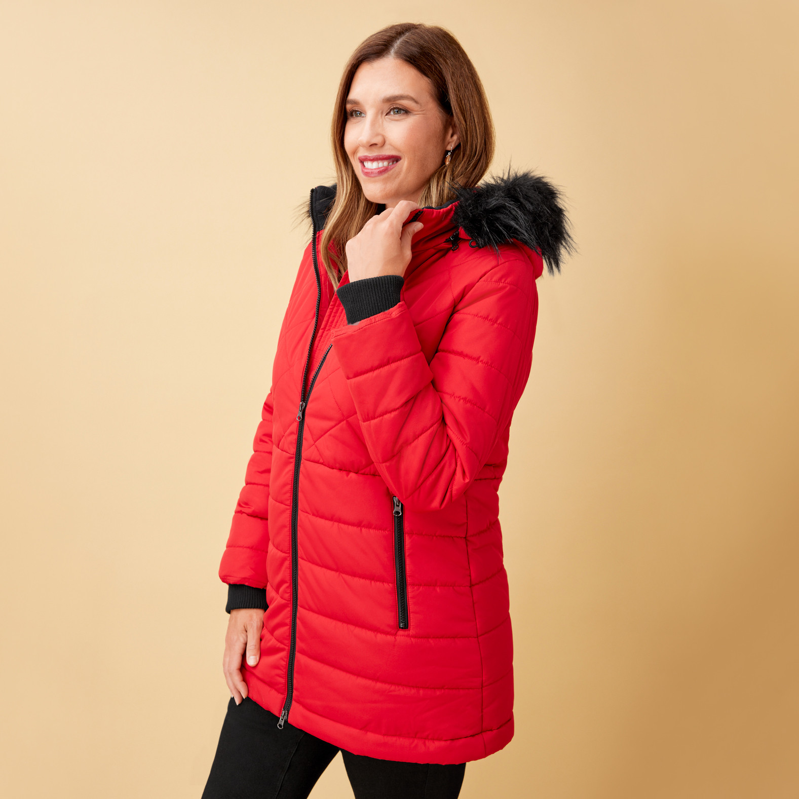 Quilted Hooded Jacket Side View