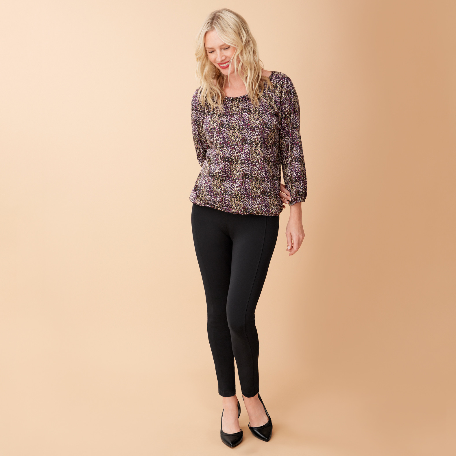 Raglan Sleeve Printed Top Front View
