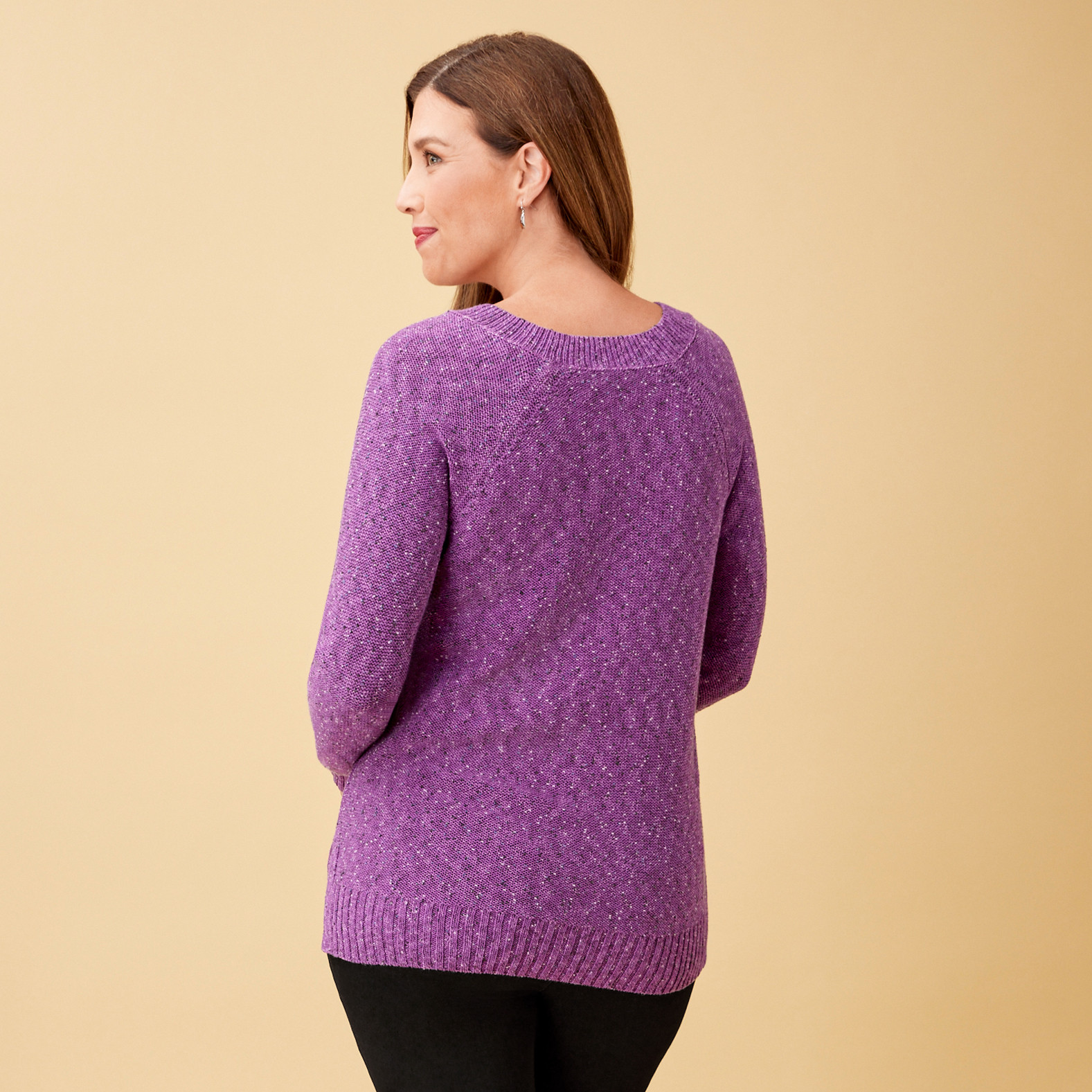 Soft Knit V Neck Sweater Back View