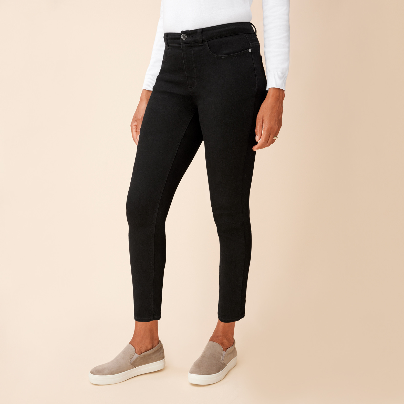Rhinestone Pocket Slim Fashion Length Jean Side View