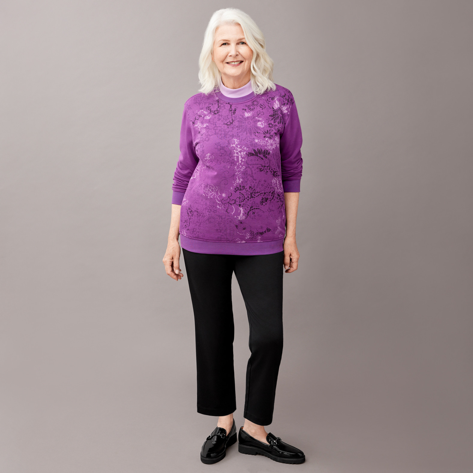 Winter Floral Sweatshirt Front View
