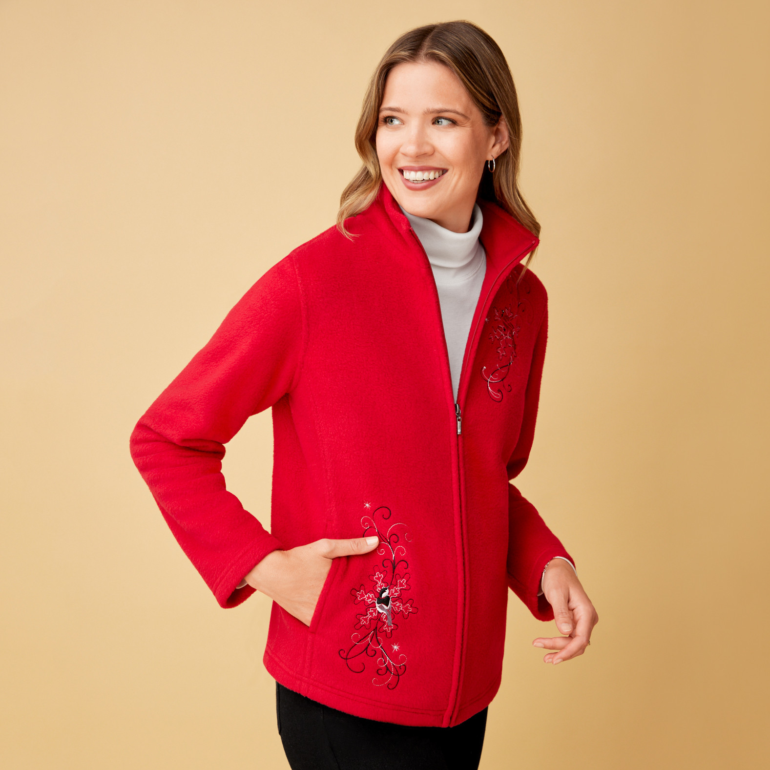 Embroidered Fleece Jacket side view