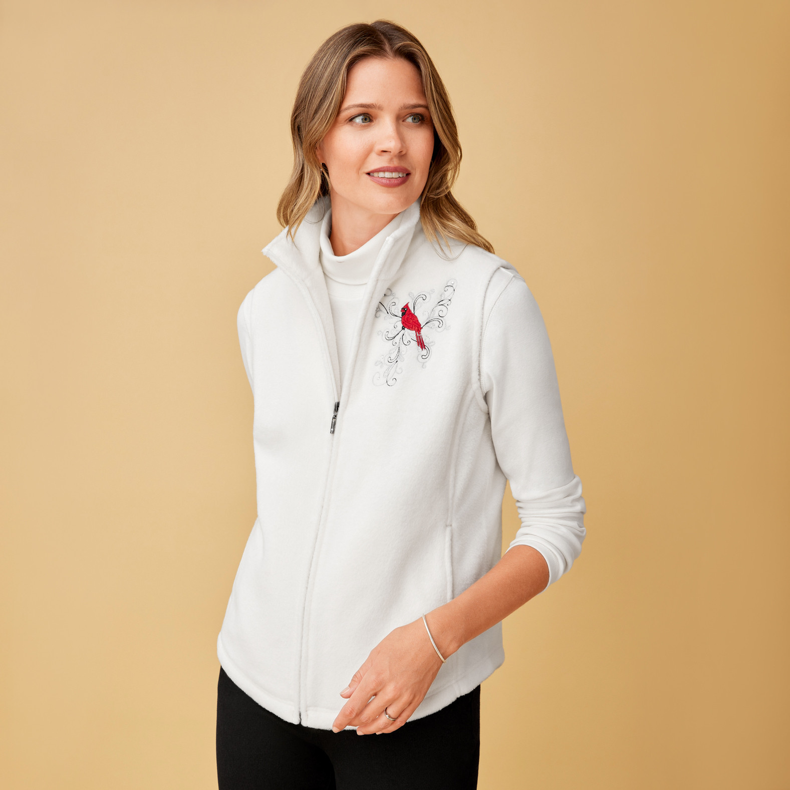 Embroidered Fleece Vest