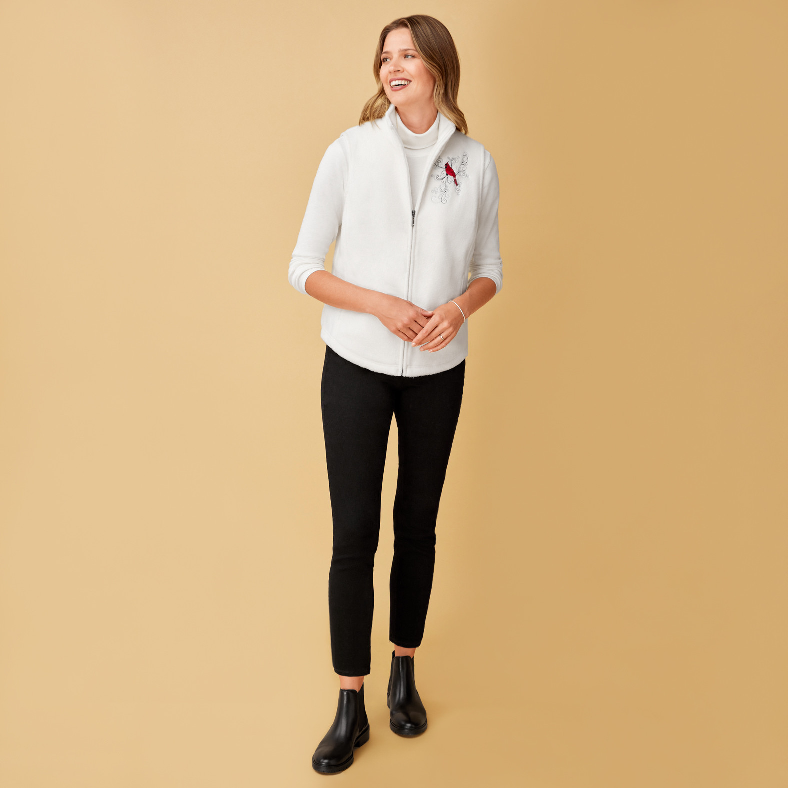 Embroidered Fleece Vest full body