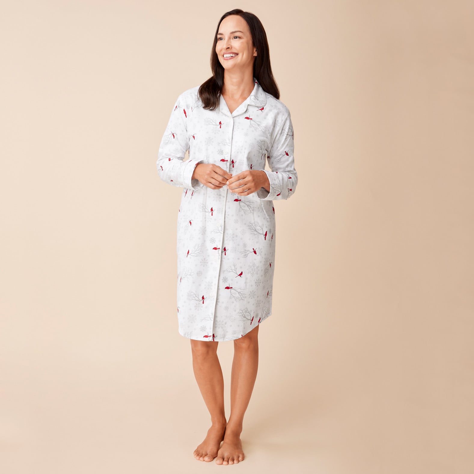 Cardinal Flannel Nightshirt full body