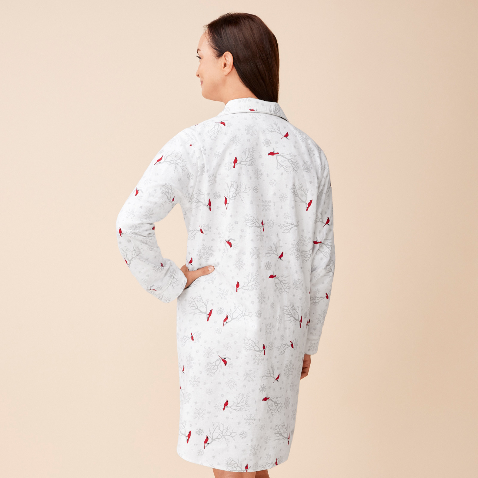 Cardinal Flannel Nightshirt back view