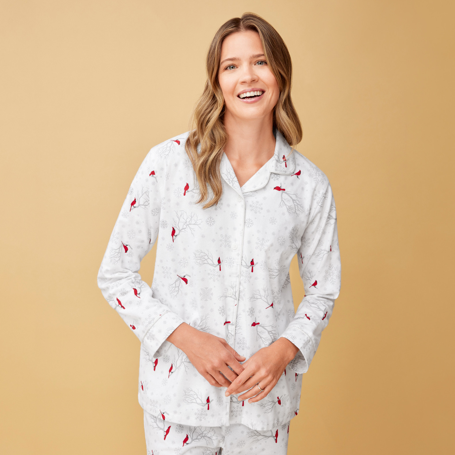 Flannel Pyjama Set - Cardinal Print  front view