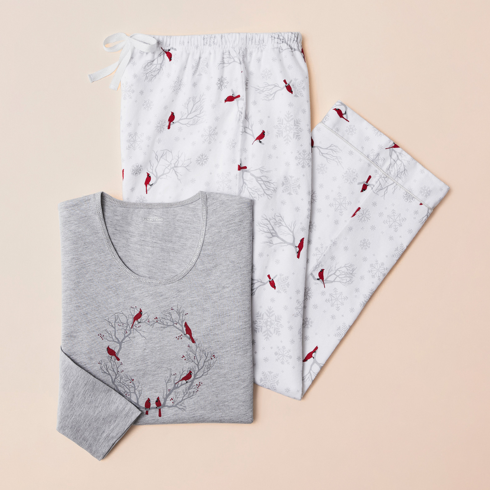 Flannel Pyjama Set - Perched Cardinal