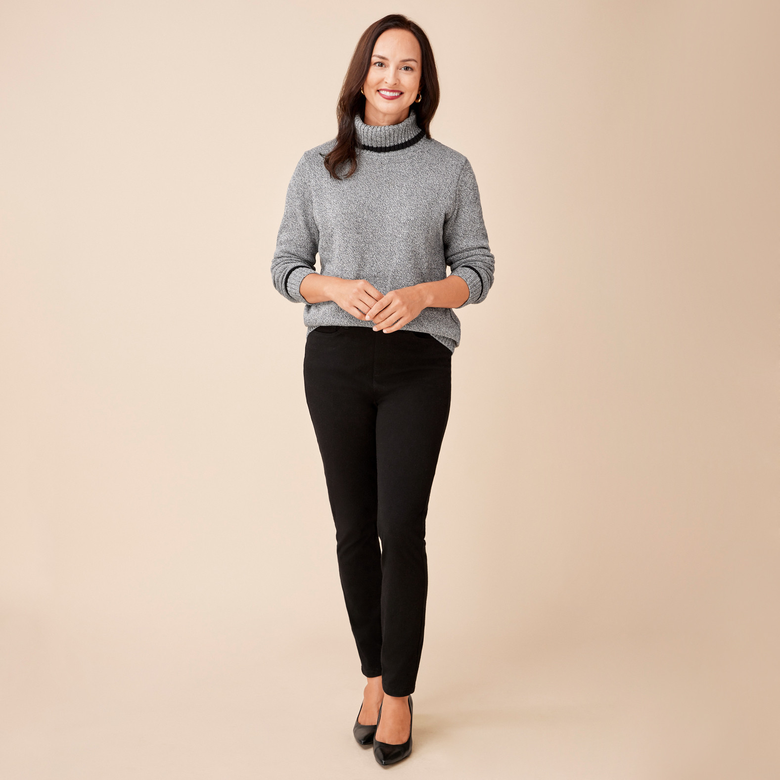 Knit Turtleneck Sweater grey full body