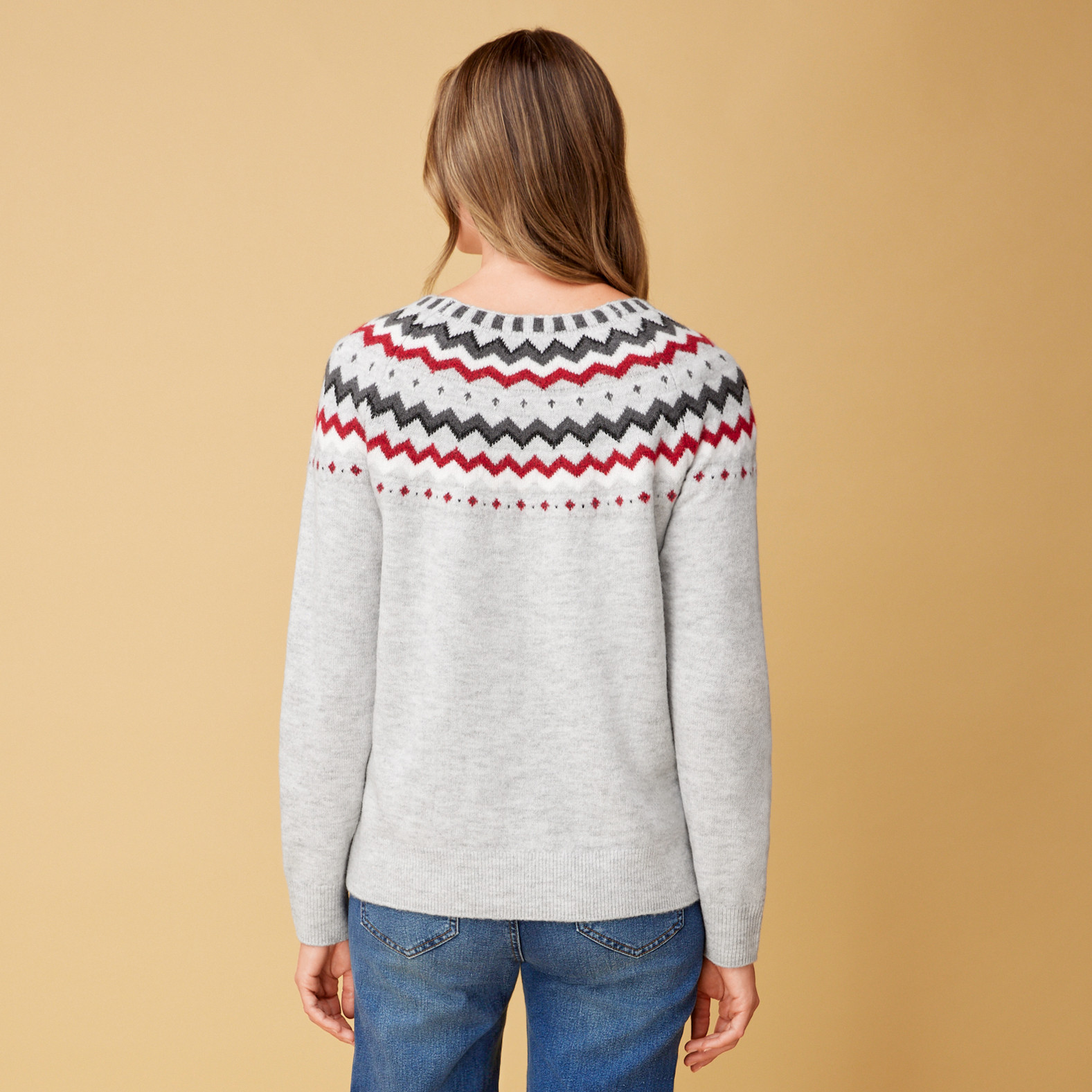 Mossy Yarn Jacquard Sweater back view