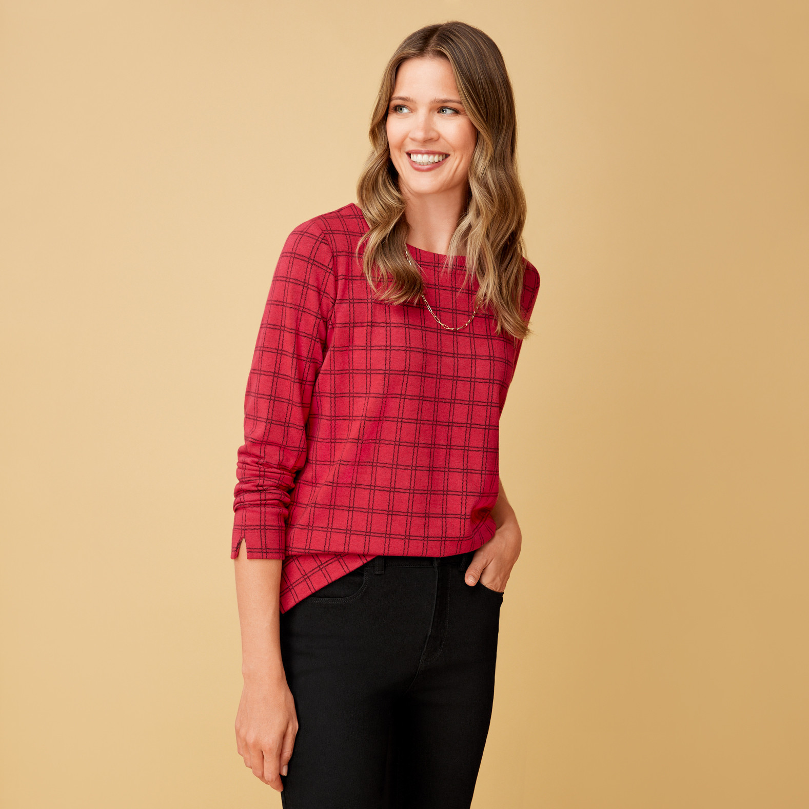 Multi Plaid Print Top