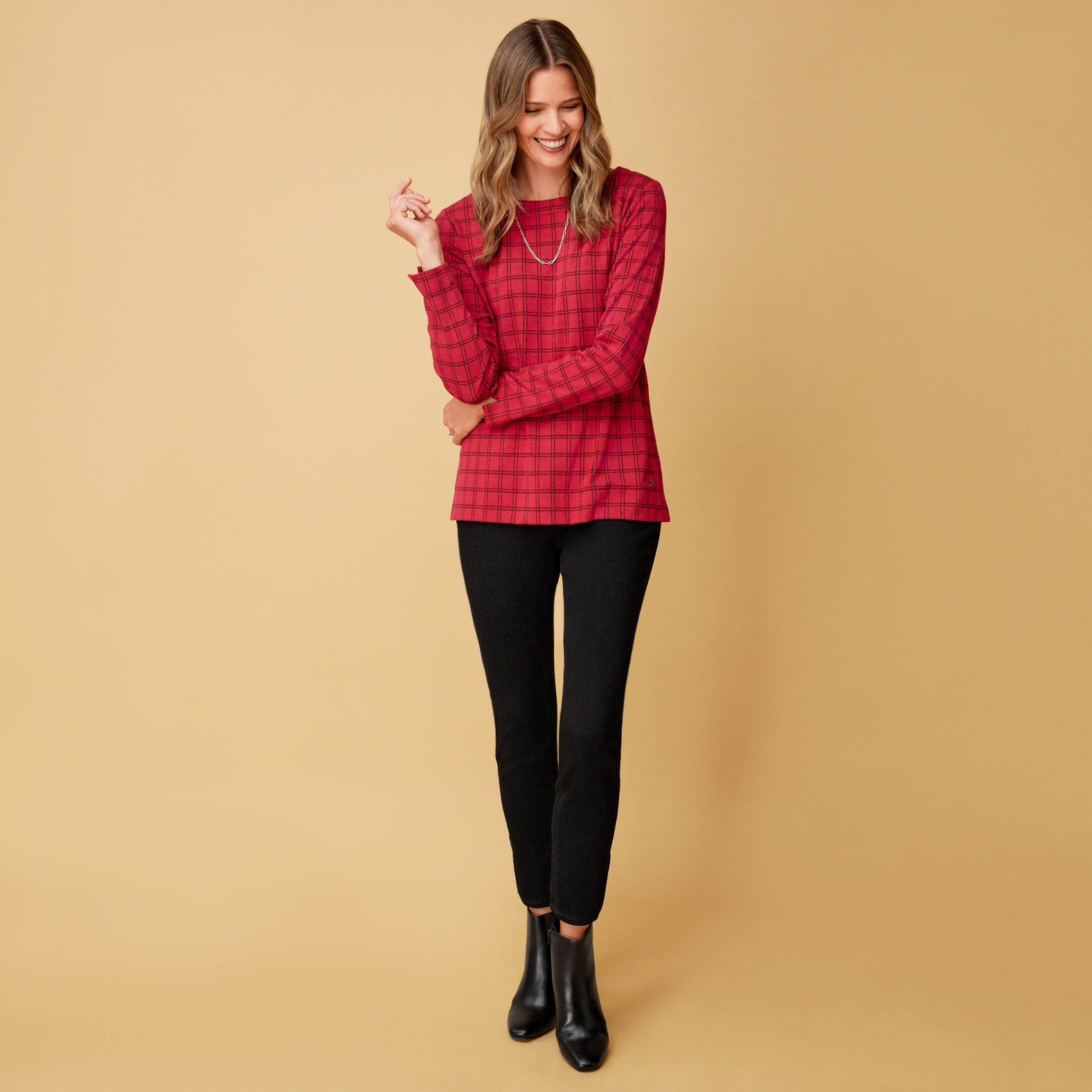 Multi Plaid Print Top Full Body