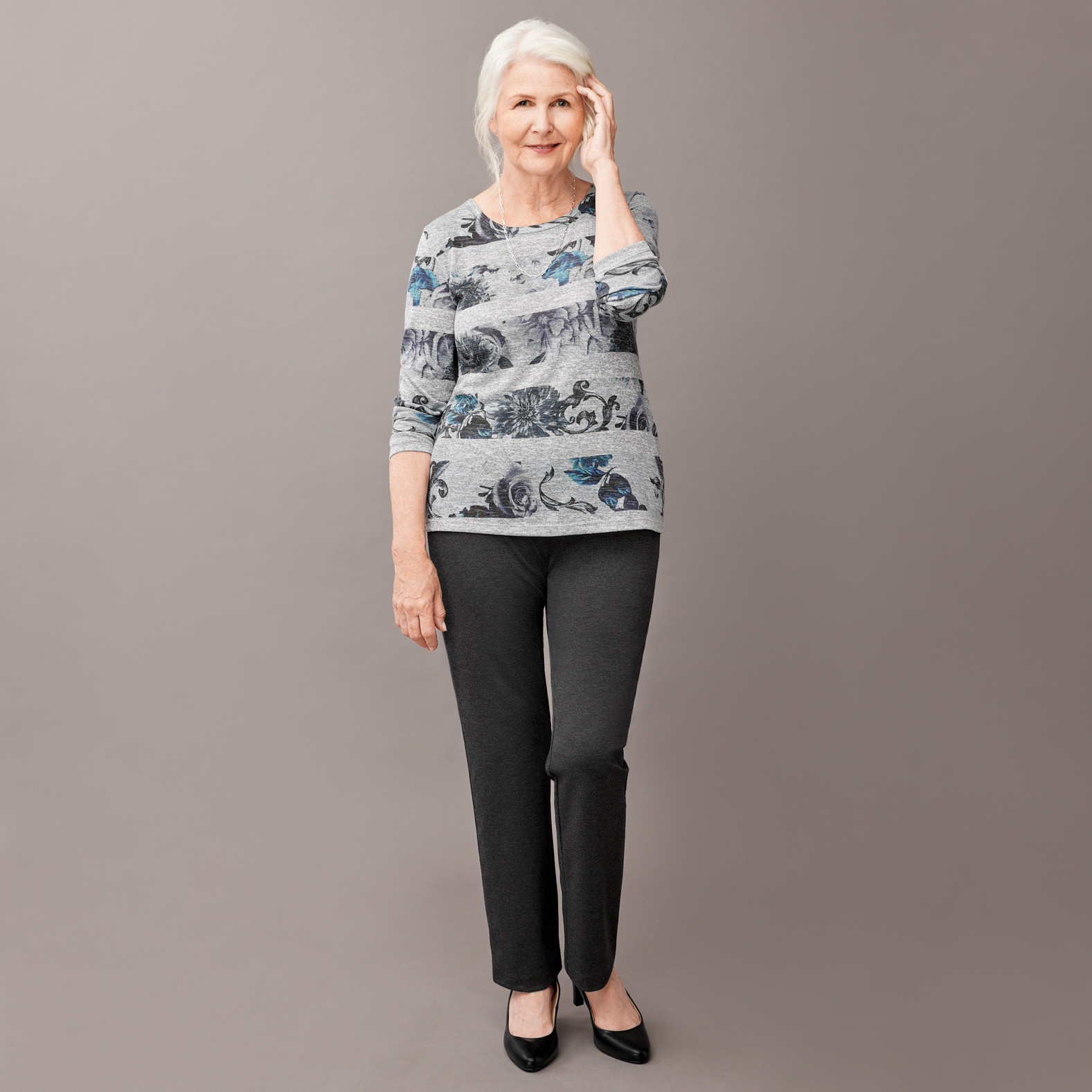 Petite - Rose and Stripe Top Front View