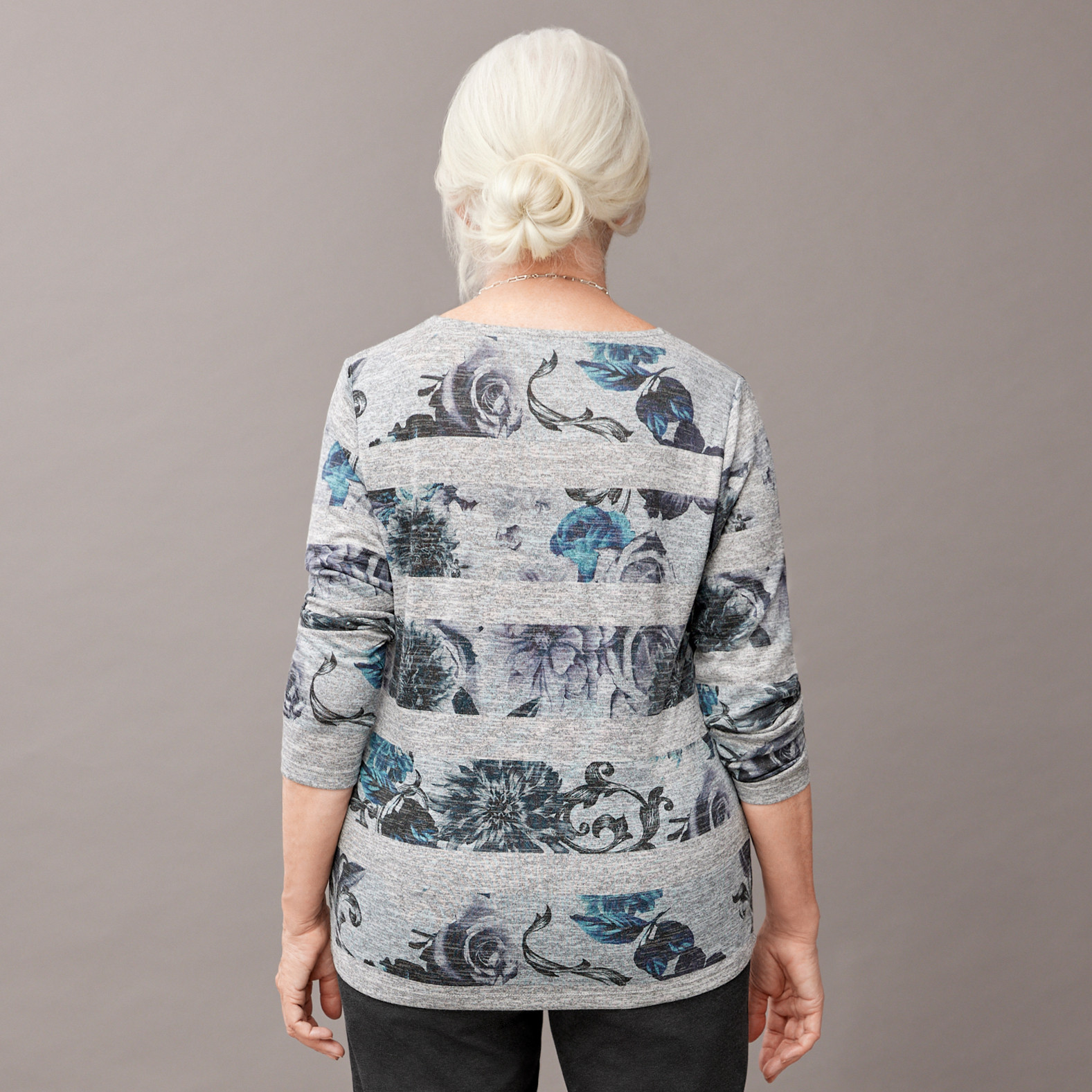 Petite - Rose and Stripe Top Back View