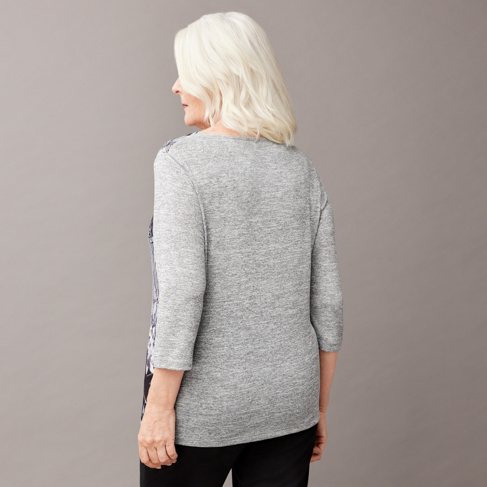 Sweaterlike Knit Printed Tee Back View