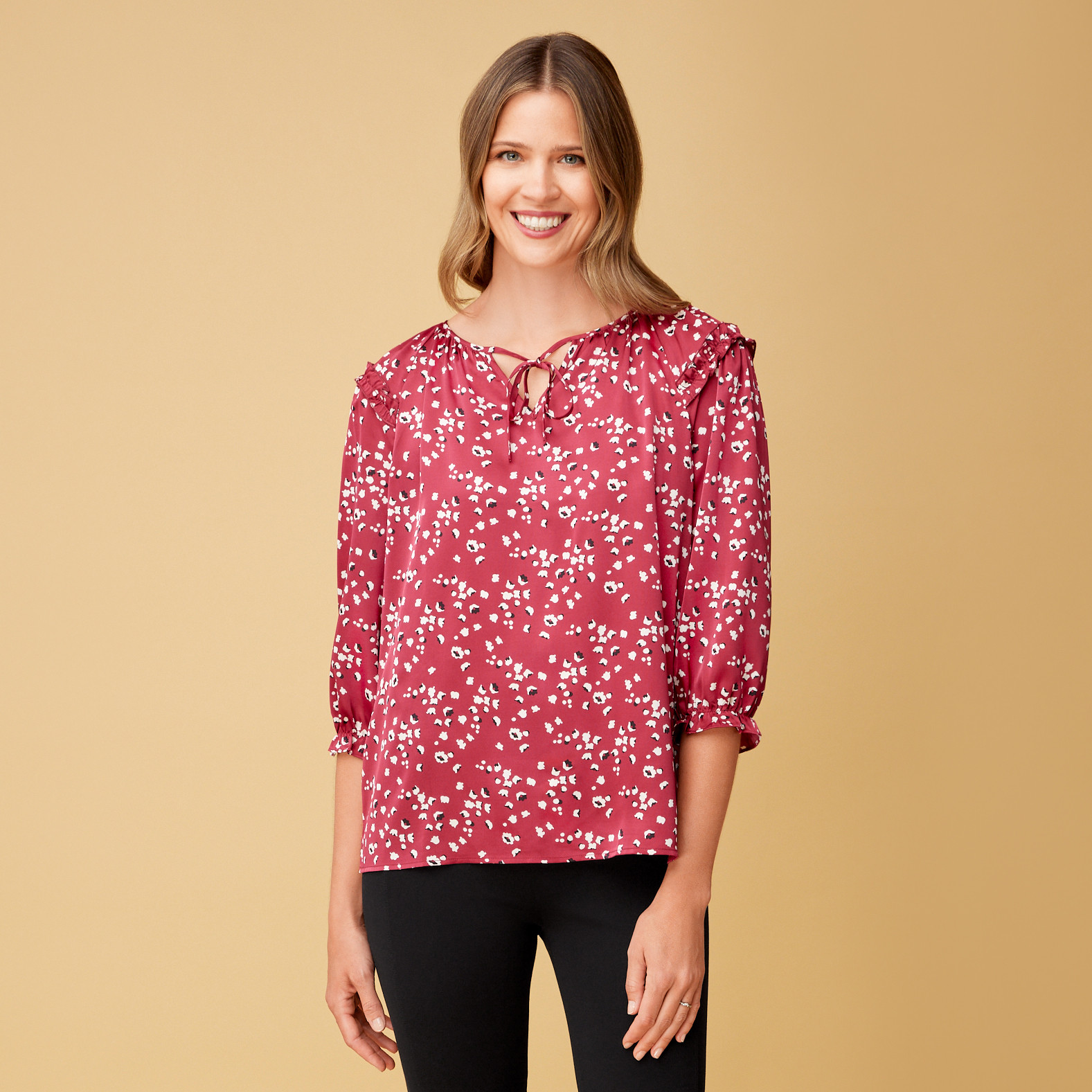 Tie Front Printed Blouse