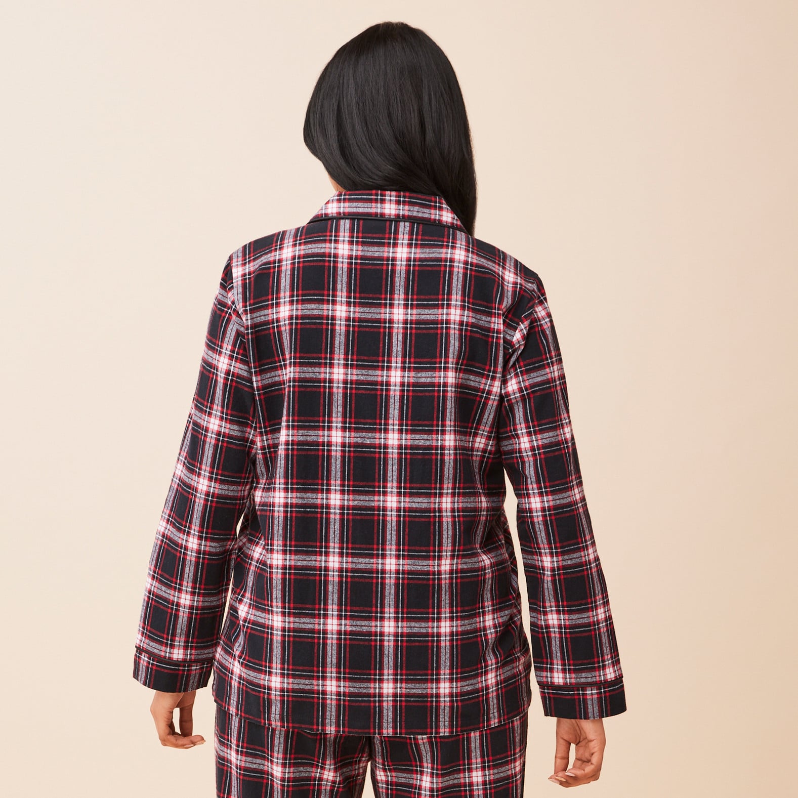 Holiday Plaid Flannel Pyjama Set - Red Back View