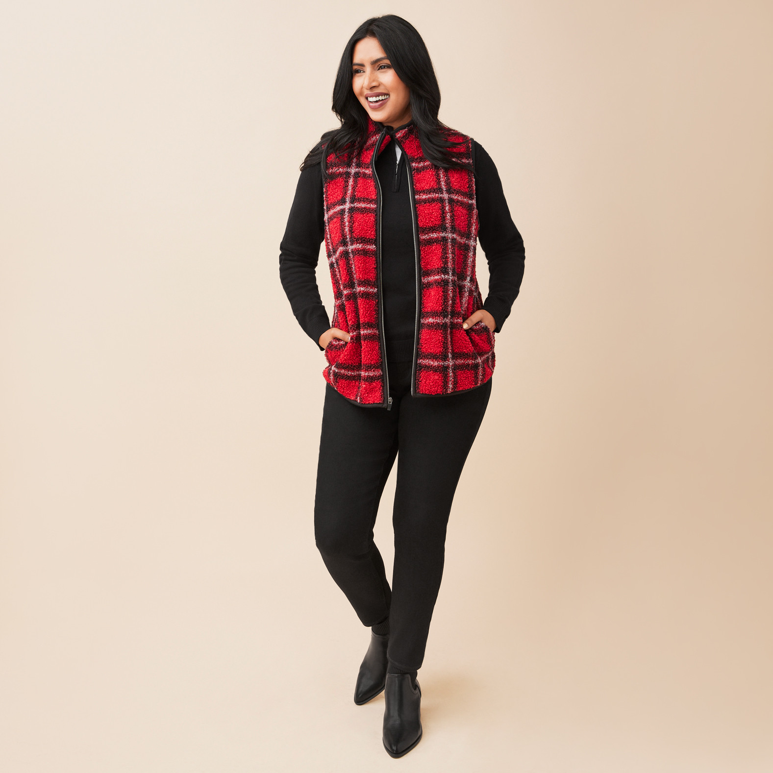 Buffalo Check Teddy Vest Full Body