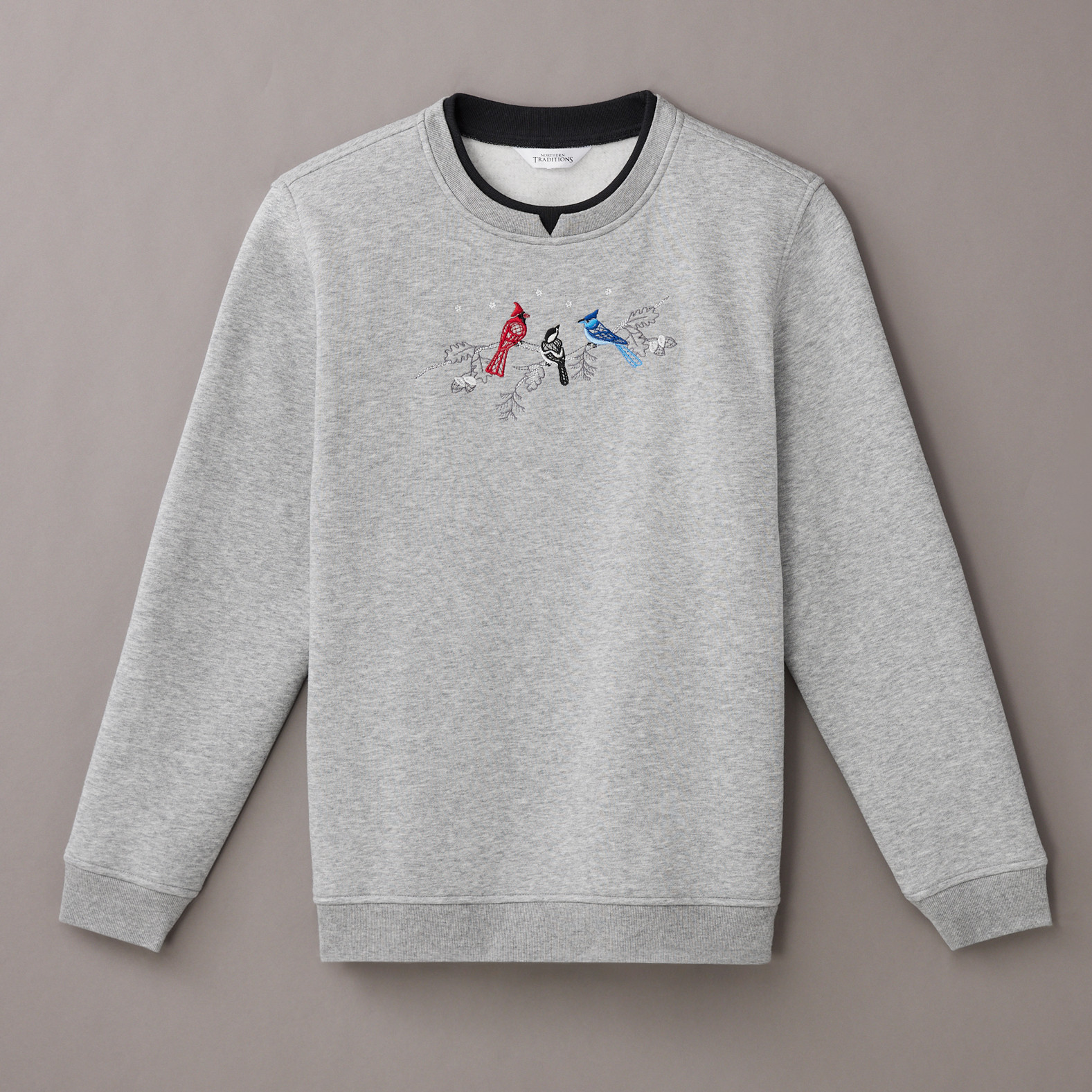 Embroidered Notch Neck Sweatshirt