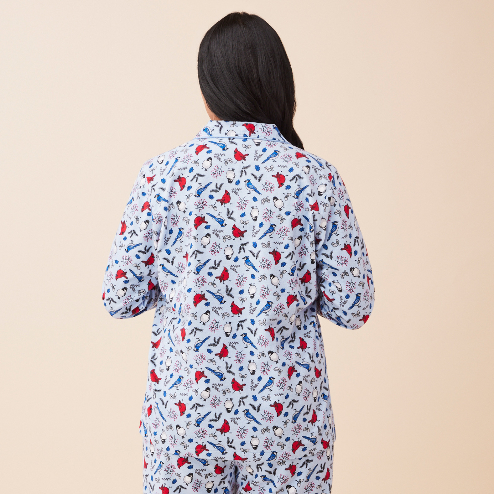 Flannel Pyjama Set - Winter Birds Back View