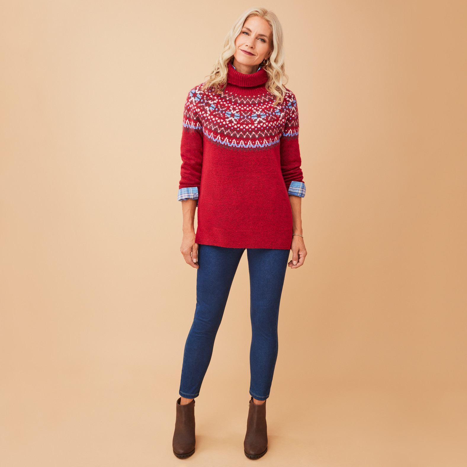 Turtleneck Jacquard Sweater Full Body
