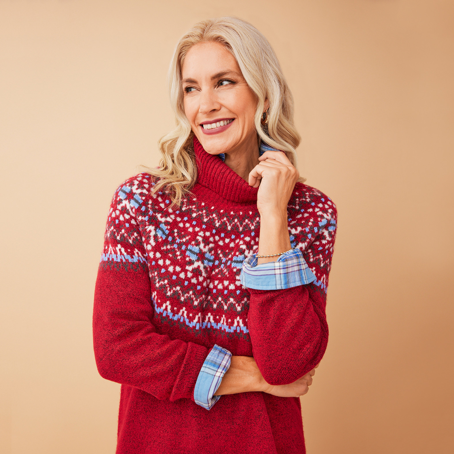 Turtleneck Jacquard Sweater Close up