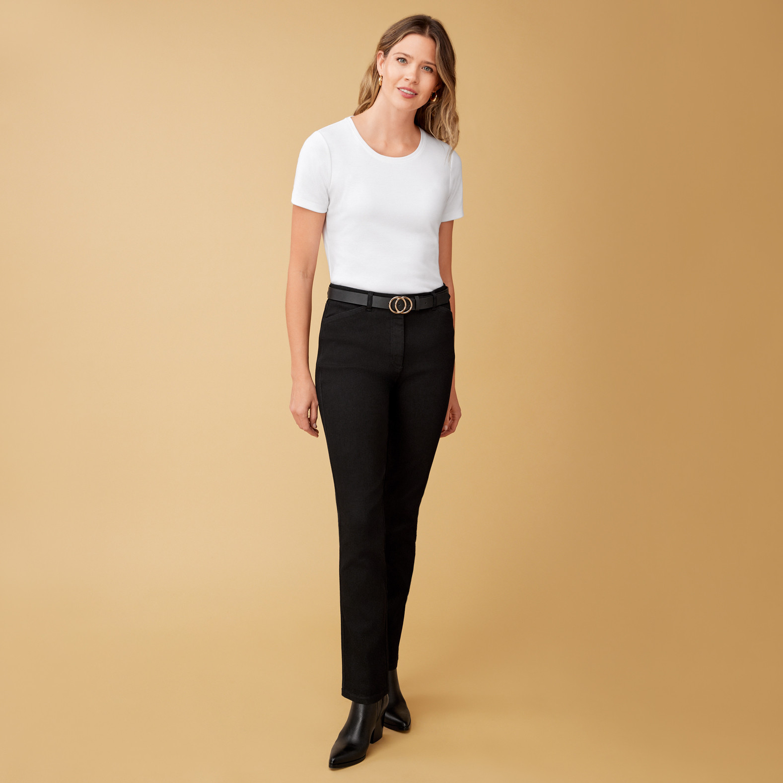 Double Buckle Belt - Black Full Body