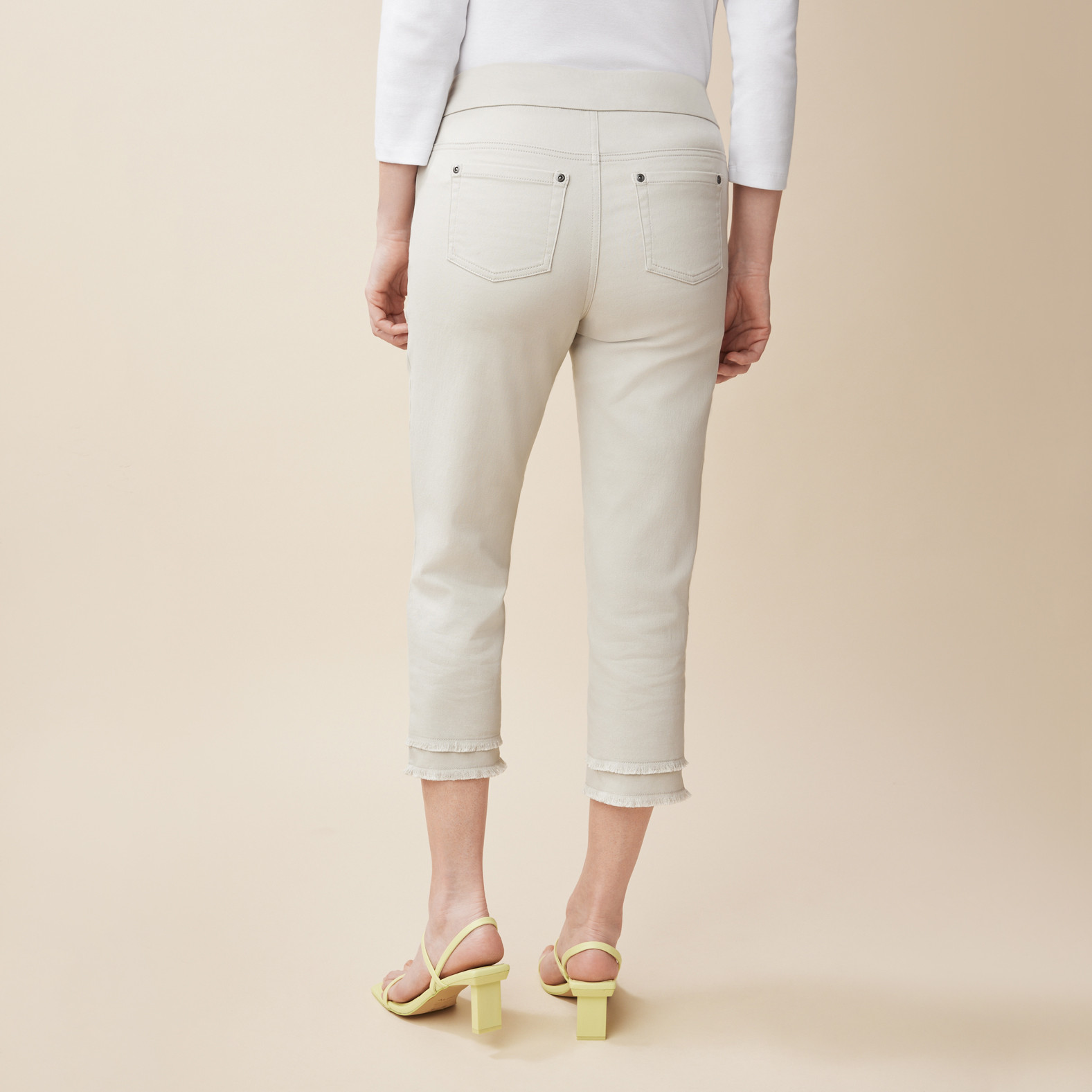 Comfort Fit Frayed Hem Crop Pant - Back View