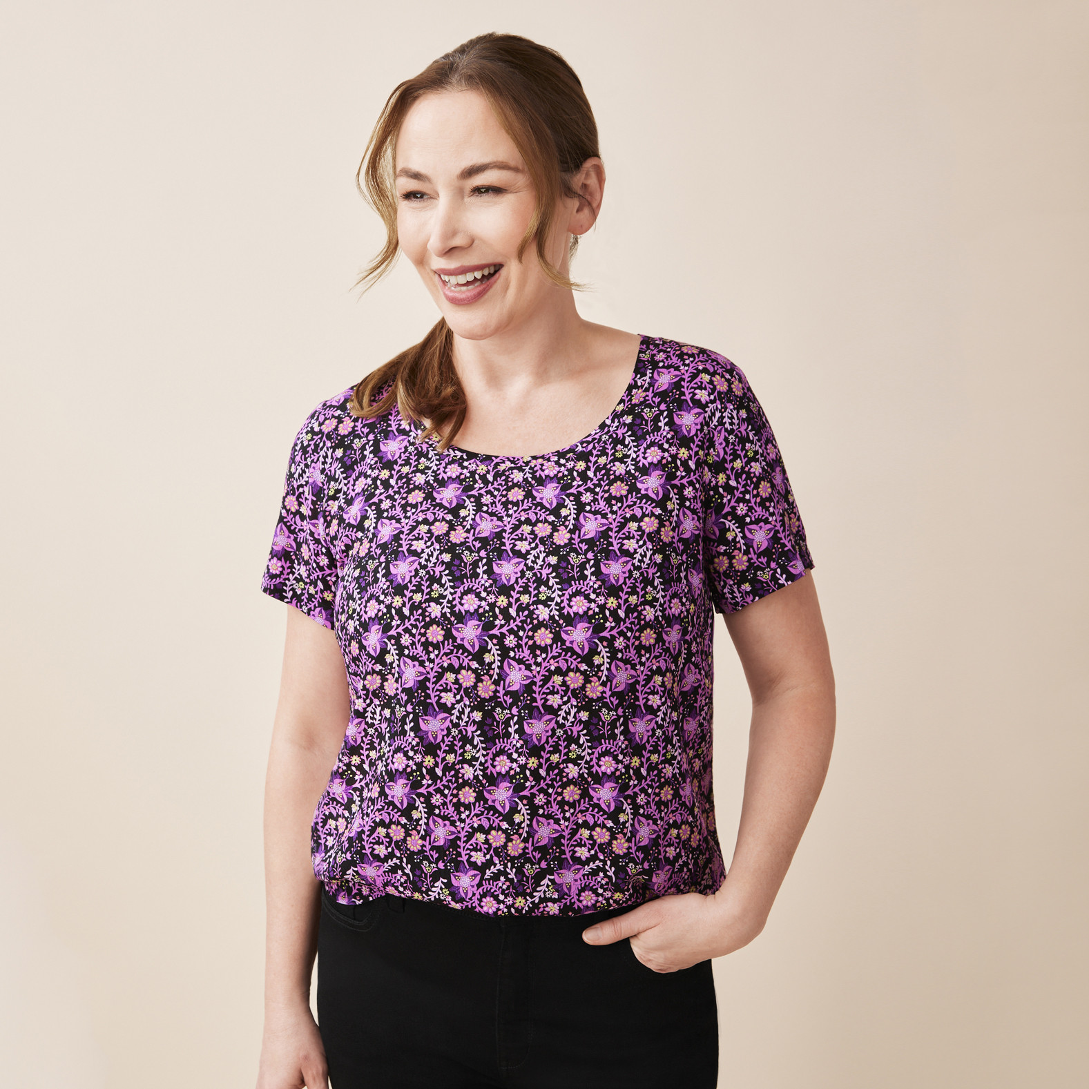 Printed Floral Mix Media Blouse