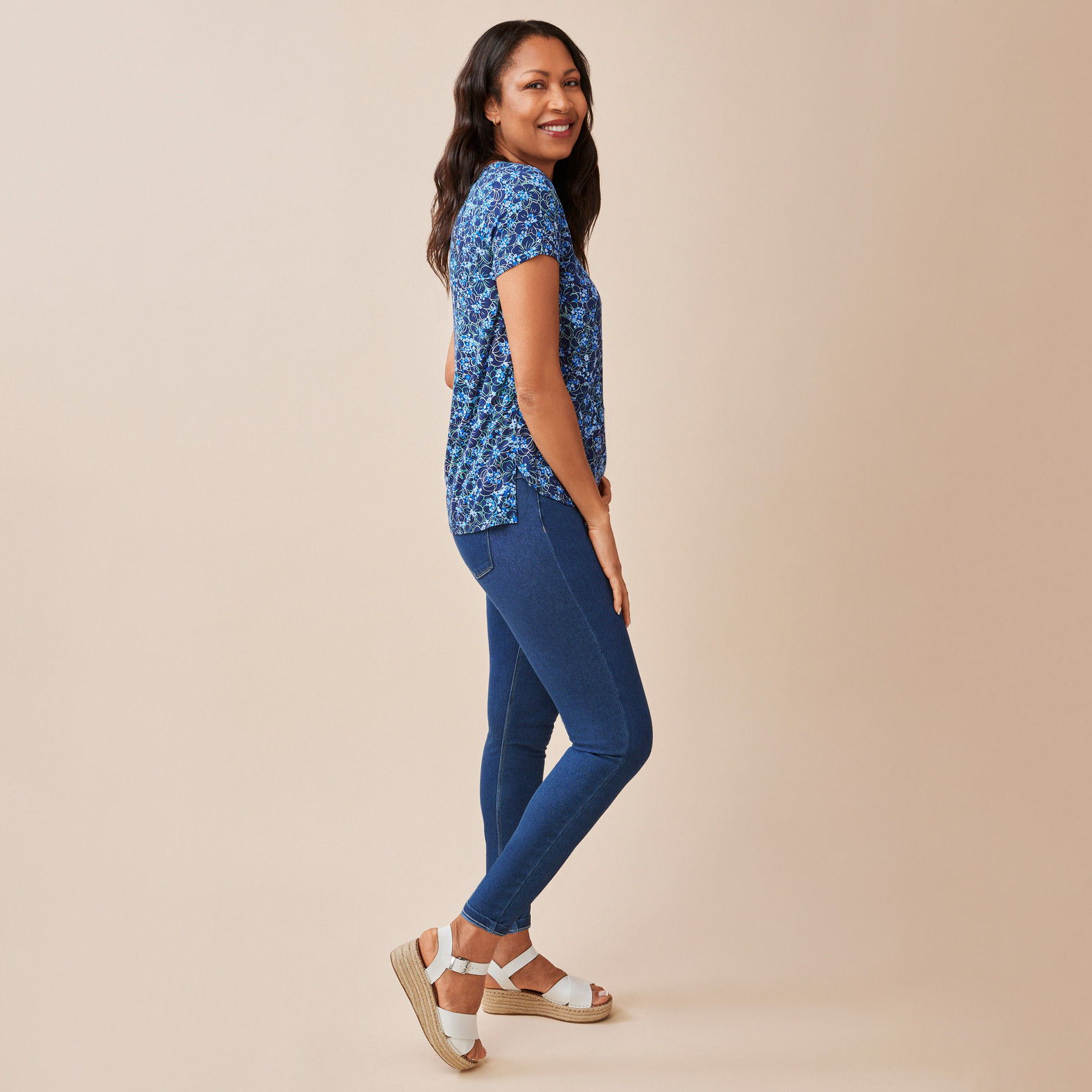 Printed Mix Media Blouse Side View