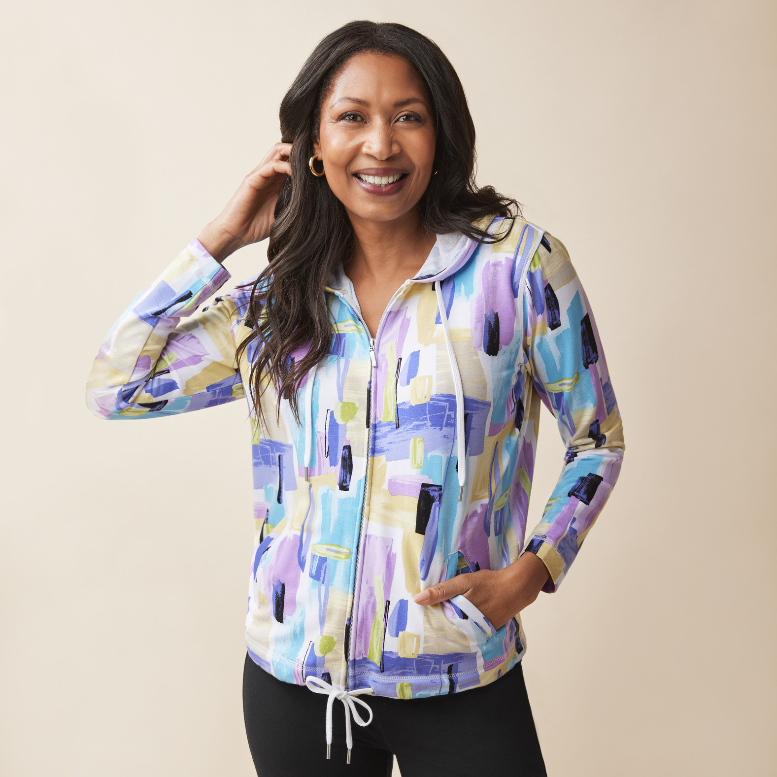 Tie Bottom Printed Hoodie