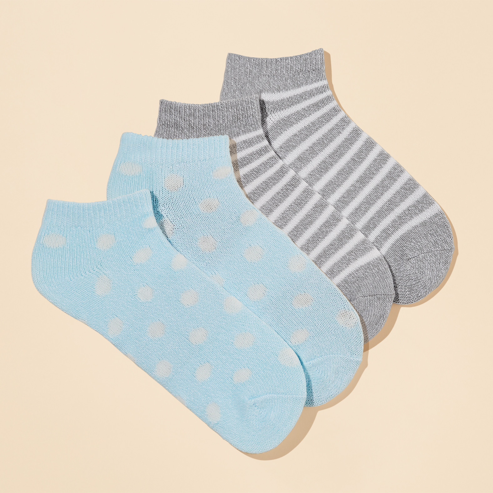 2 pack Dot and Stripe Low Cut Socks