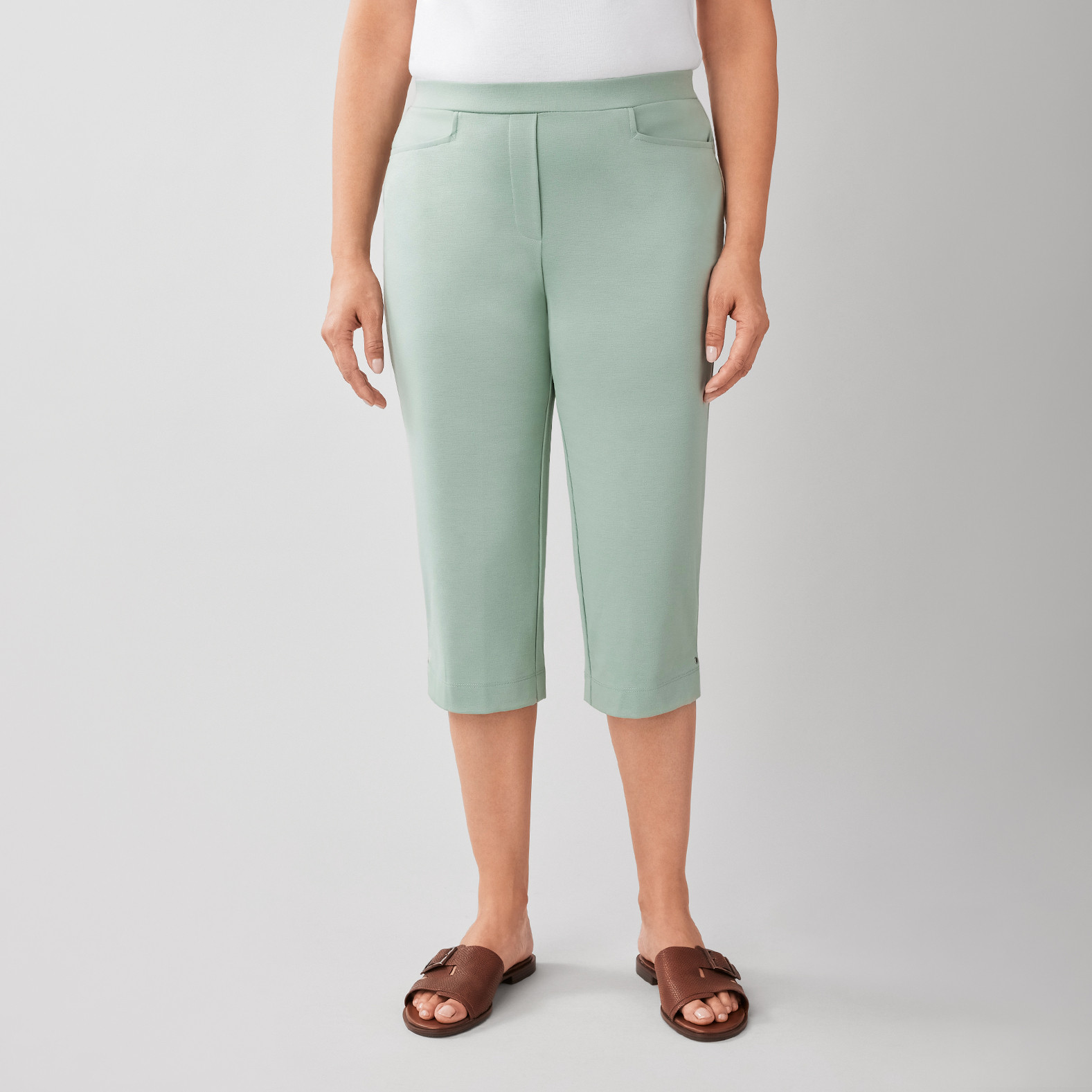 Comfort Knit Capri Front View Sea Sage