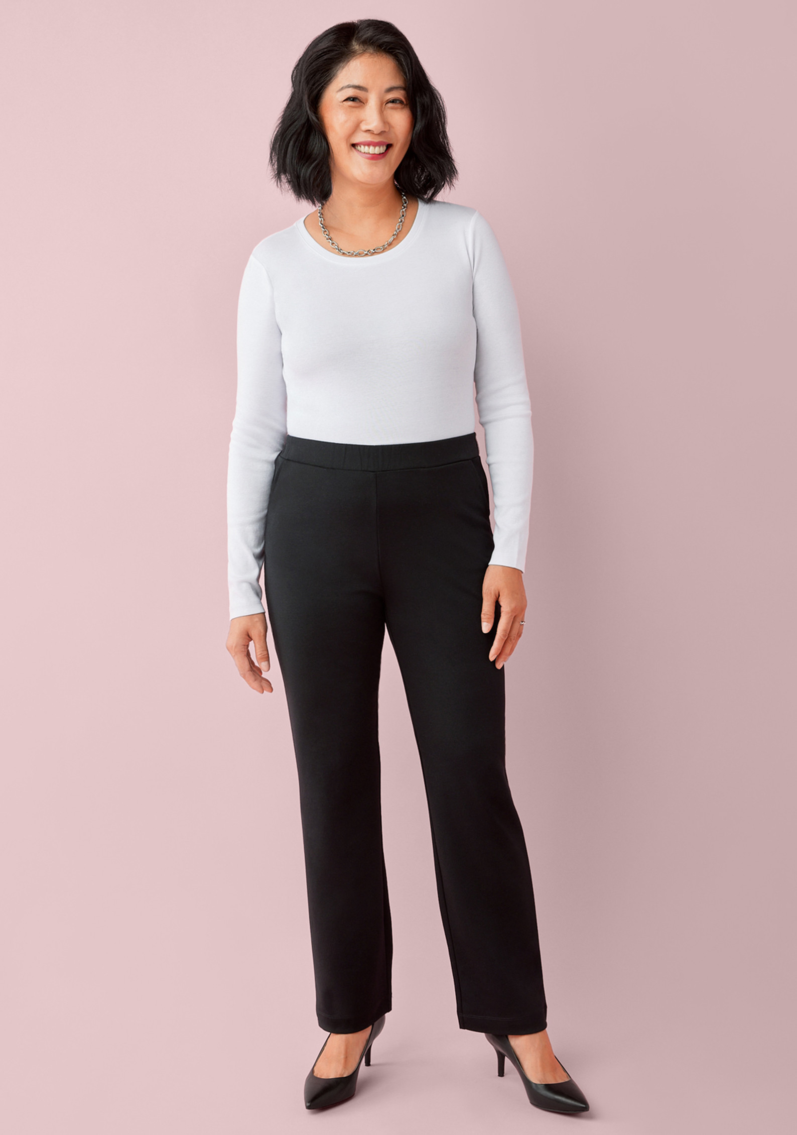 Straight Leg Knit Pant - Black