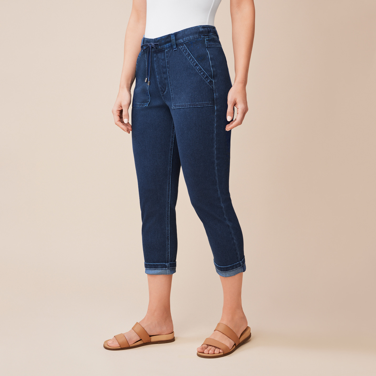 Drawstring Cargo Cropped Denim Side view