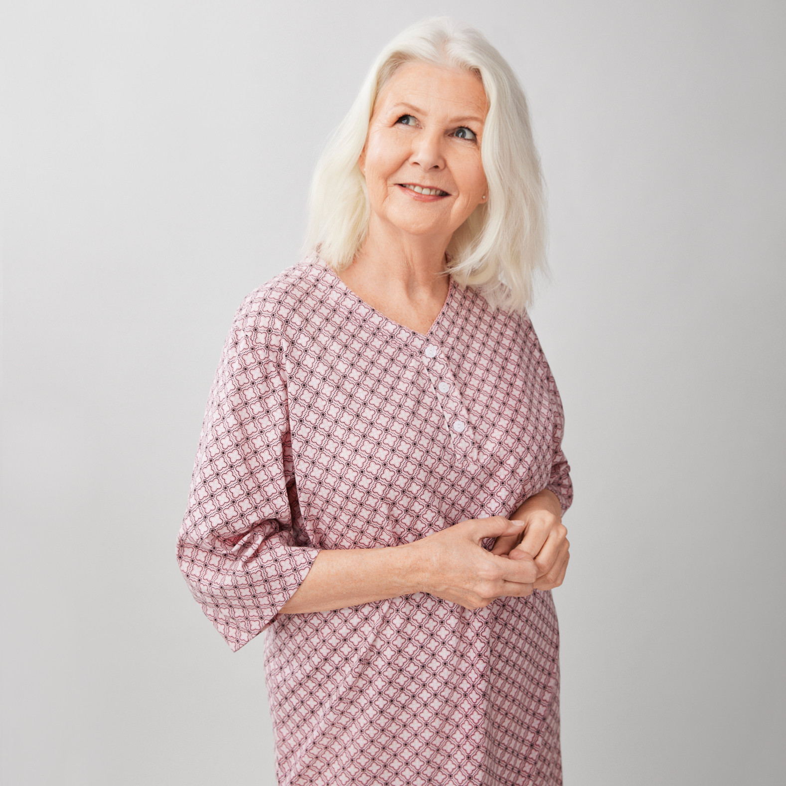 Mosaic Print Nightgown Half Body