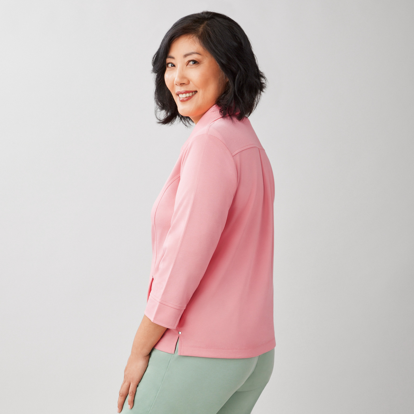 Petite - Solid Zip Front Jacket Side View