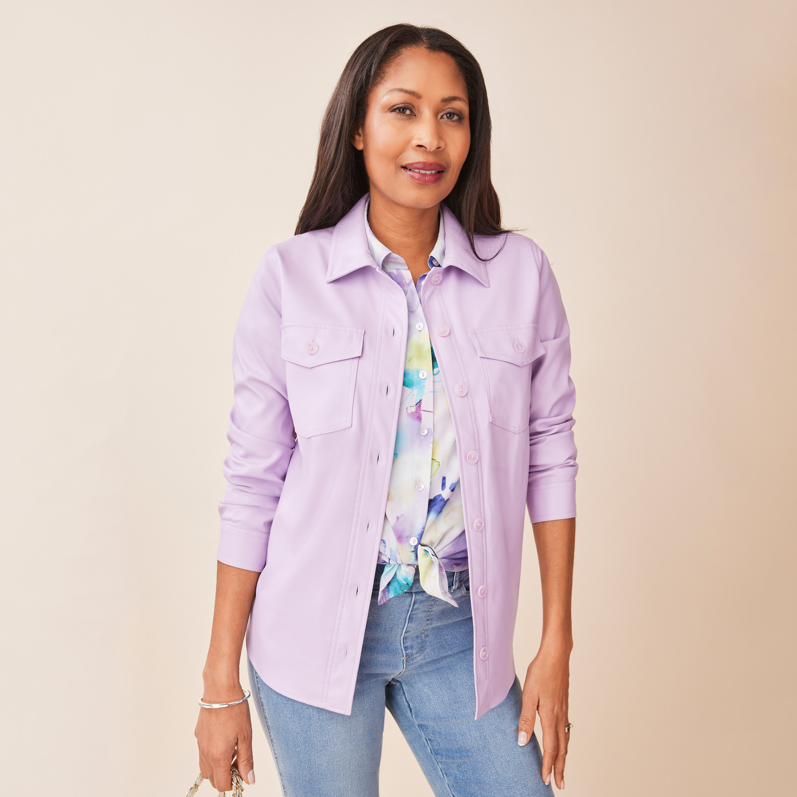 Faux Leather Barn Jacket Full Body Sweat Pea