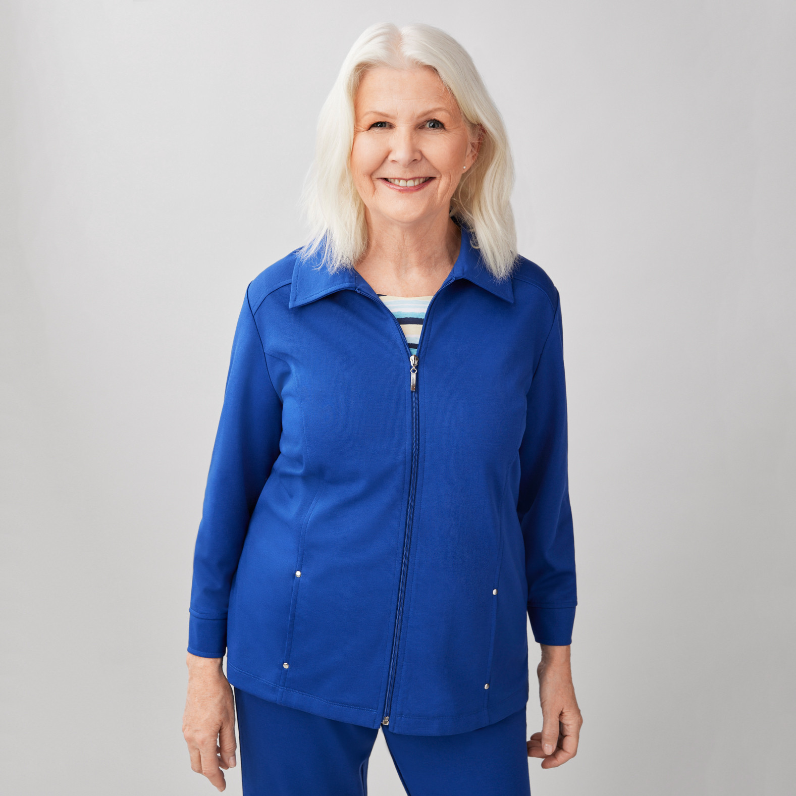 Solid Zip Front Jacket Front View