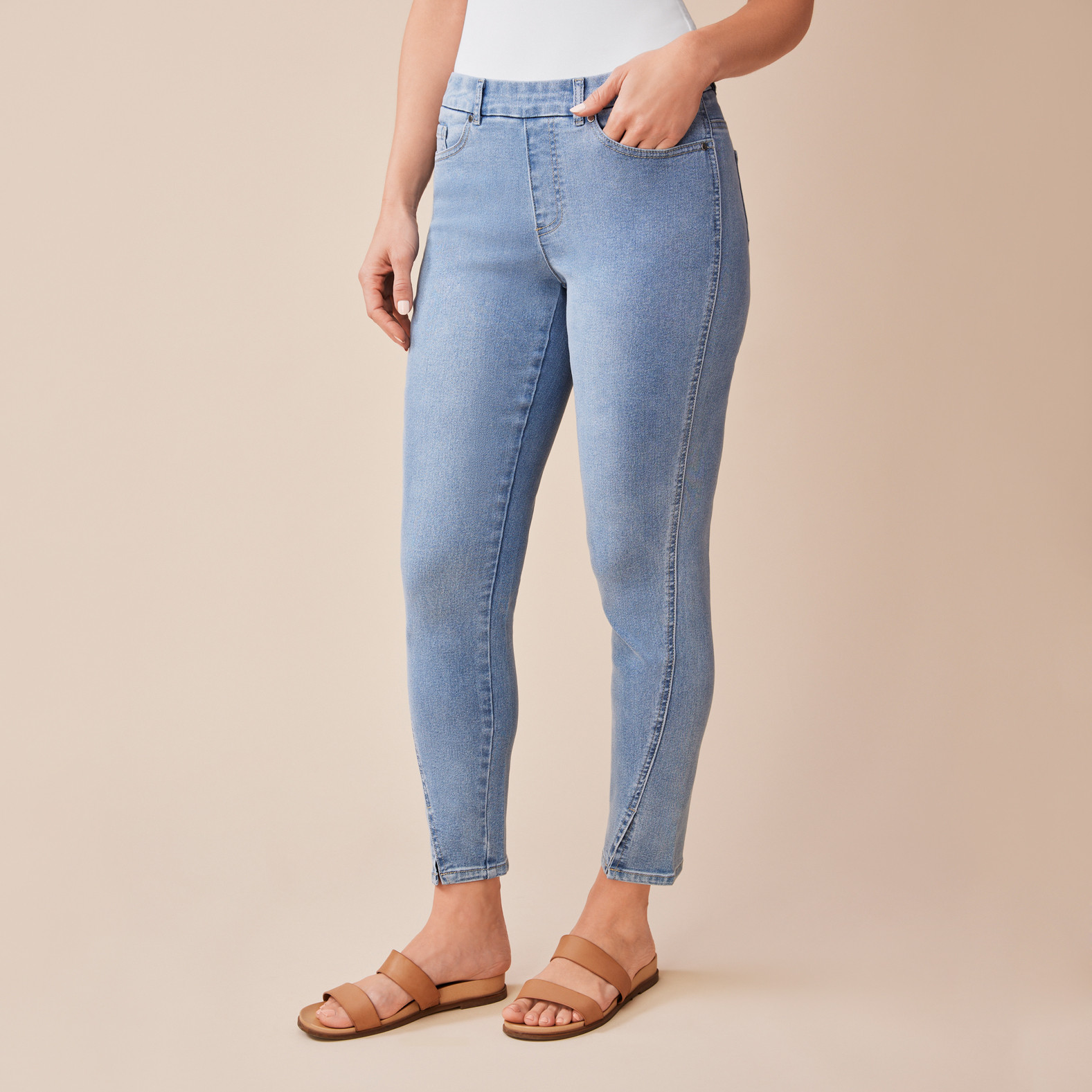 Fashion Length Wrap Slit Jean Side View