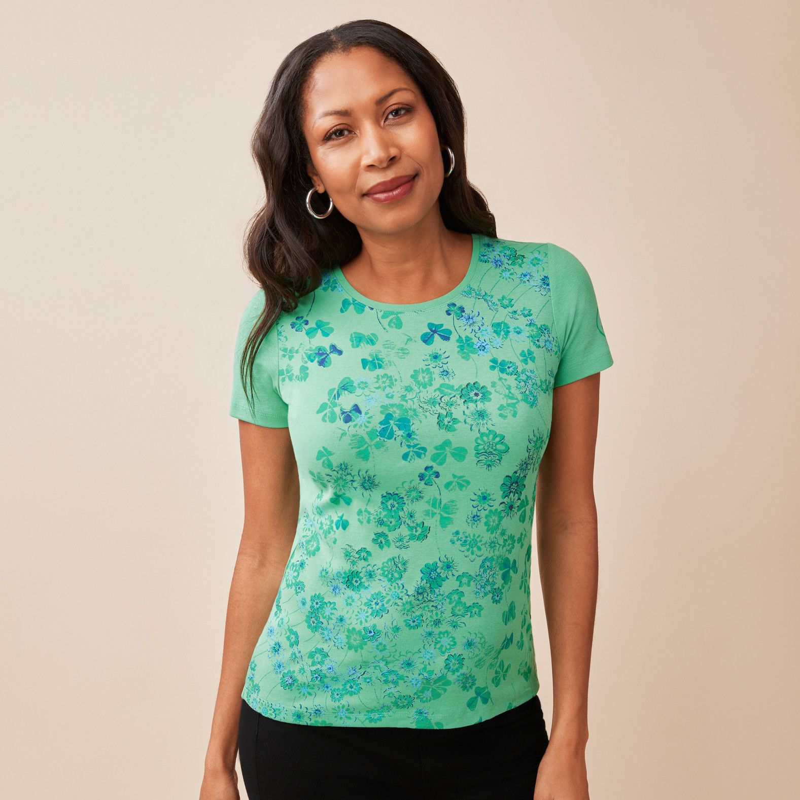 Clover Print Crewneck Tee