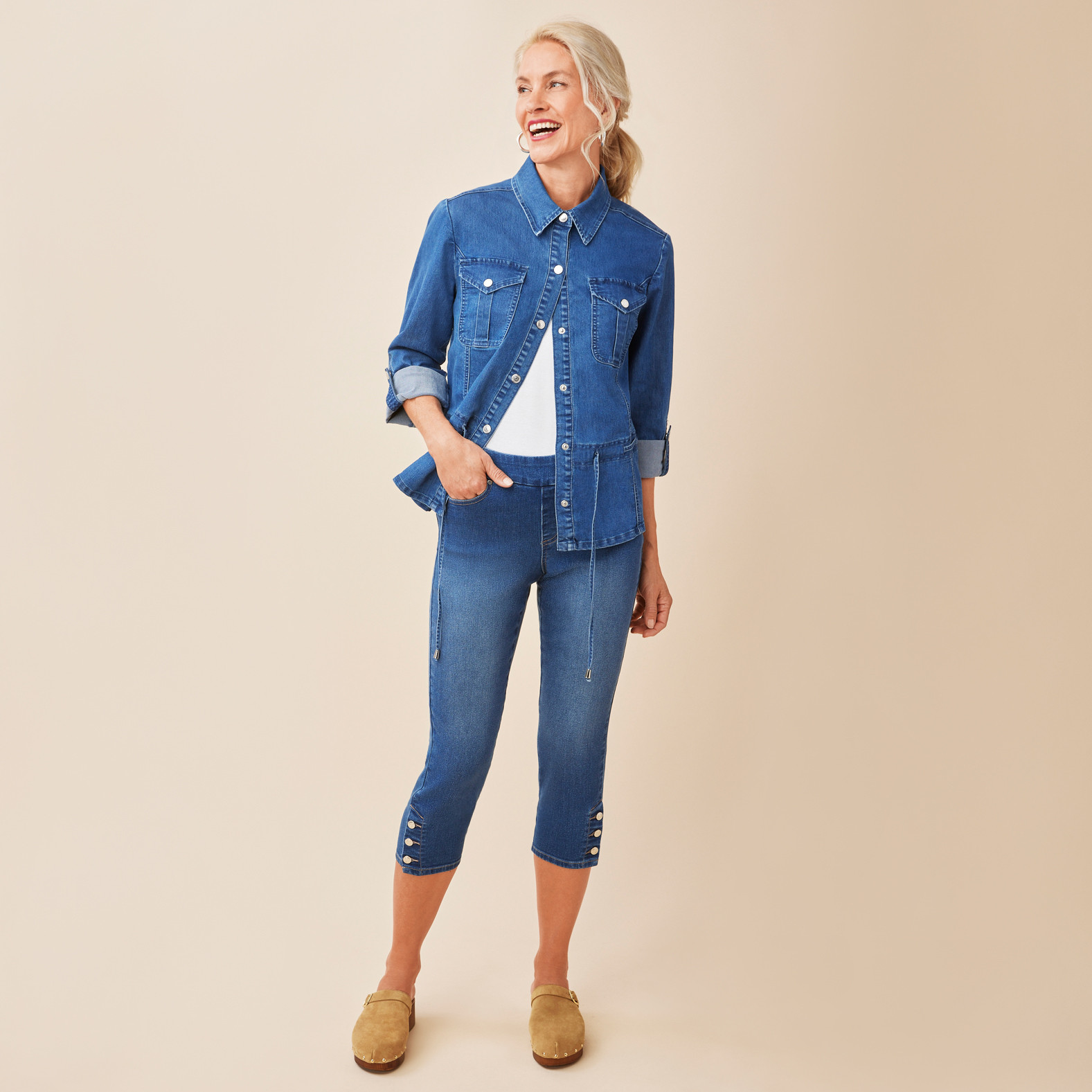 Drawcord Denim Jacket Full Body