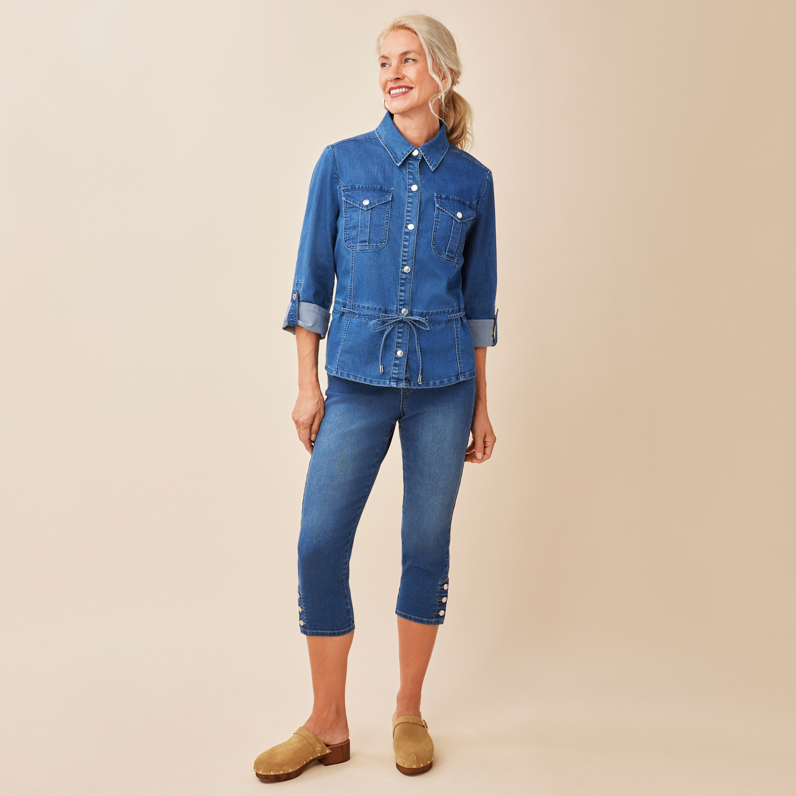 Drawcord Denim Jacket Full Body