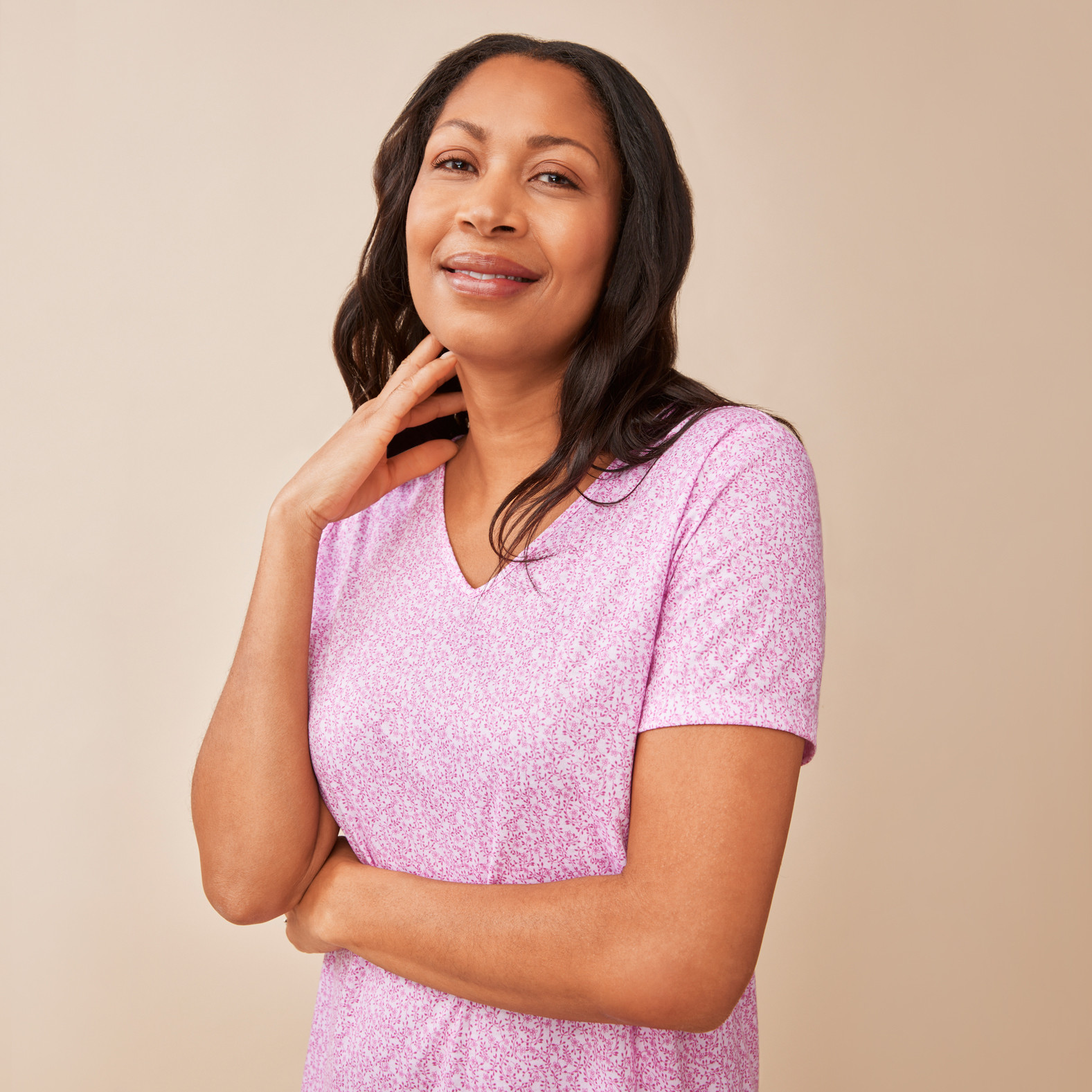 Floral Print Nightshirt Front View