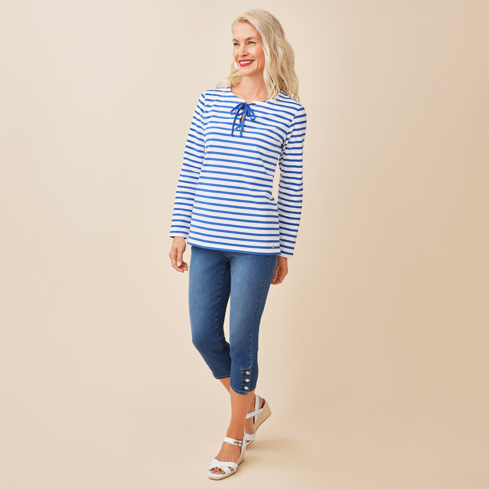 Front Tie Striped Top Front View