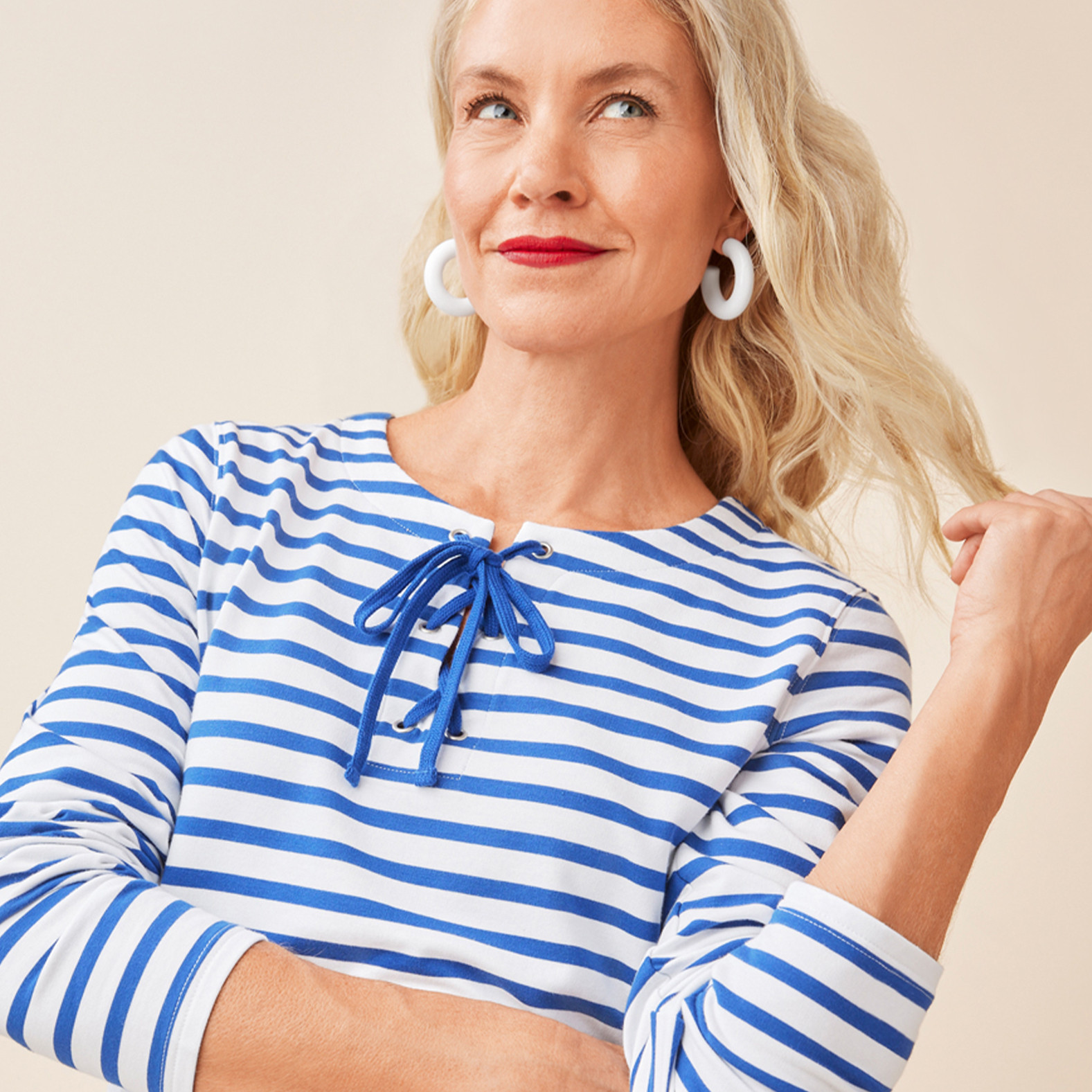 Front Tie Striped Top Close Up