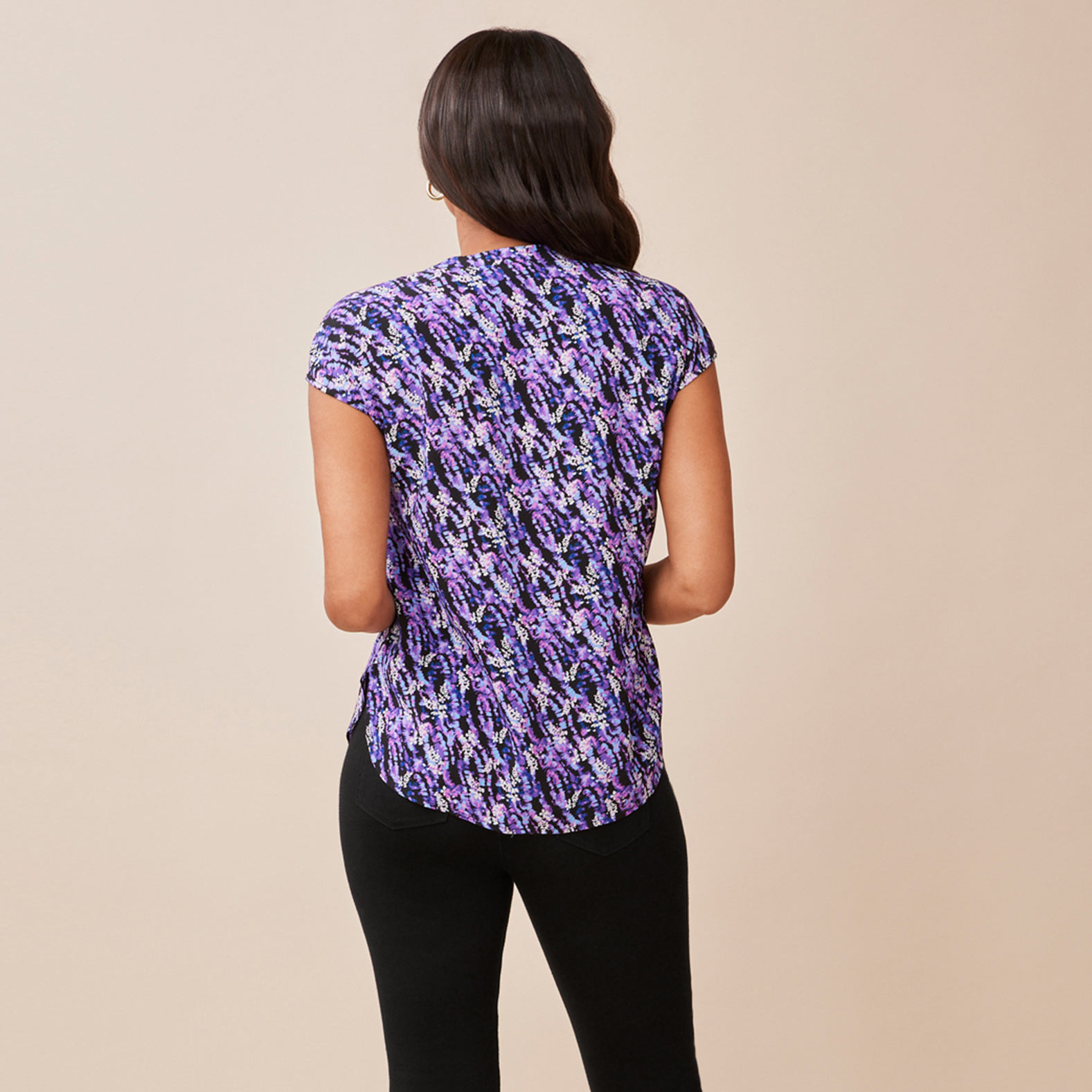 High Neck Floral Print Top Back View