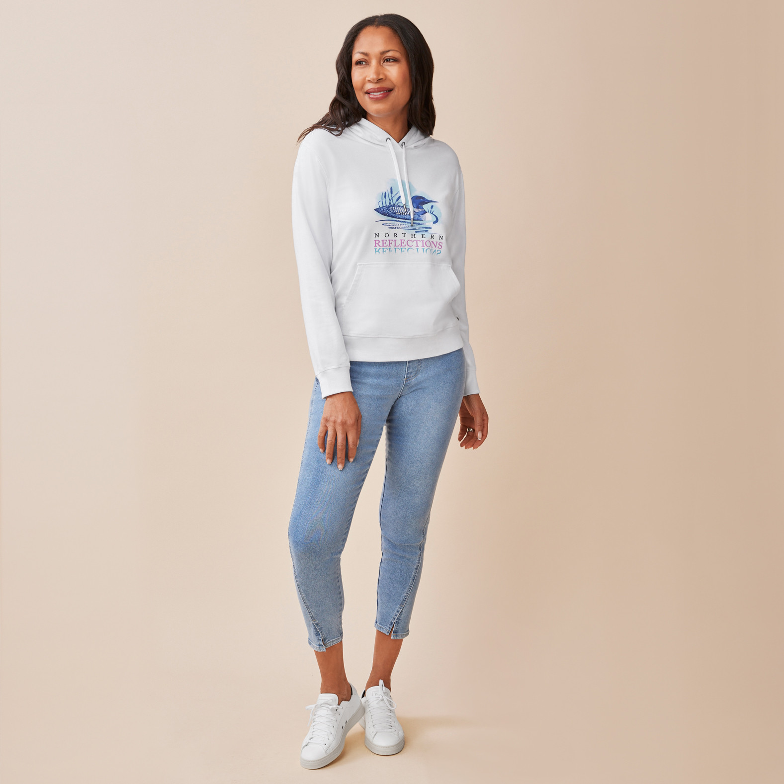 Iconic Loon Knit Hoodie Full Body White
