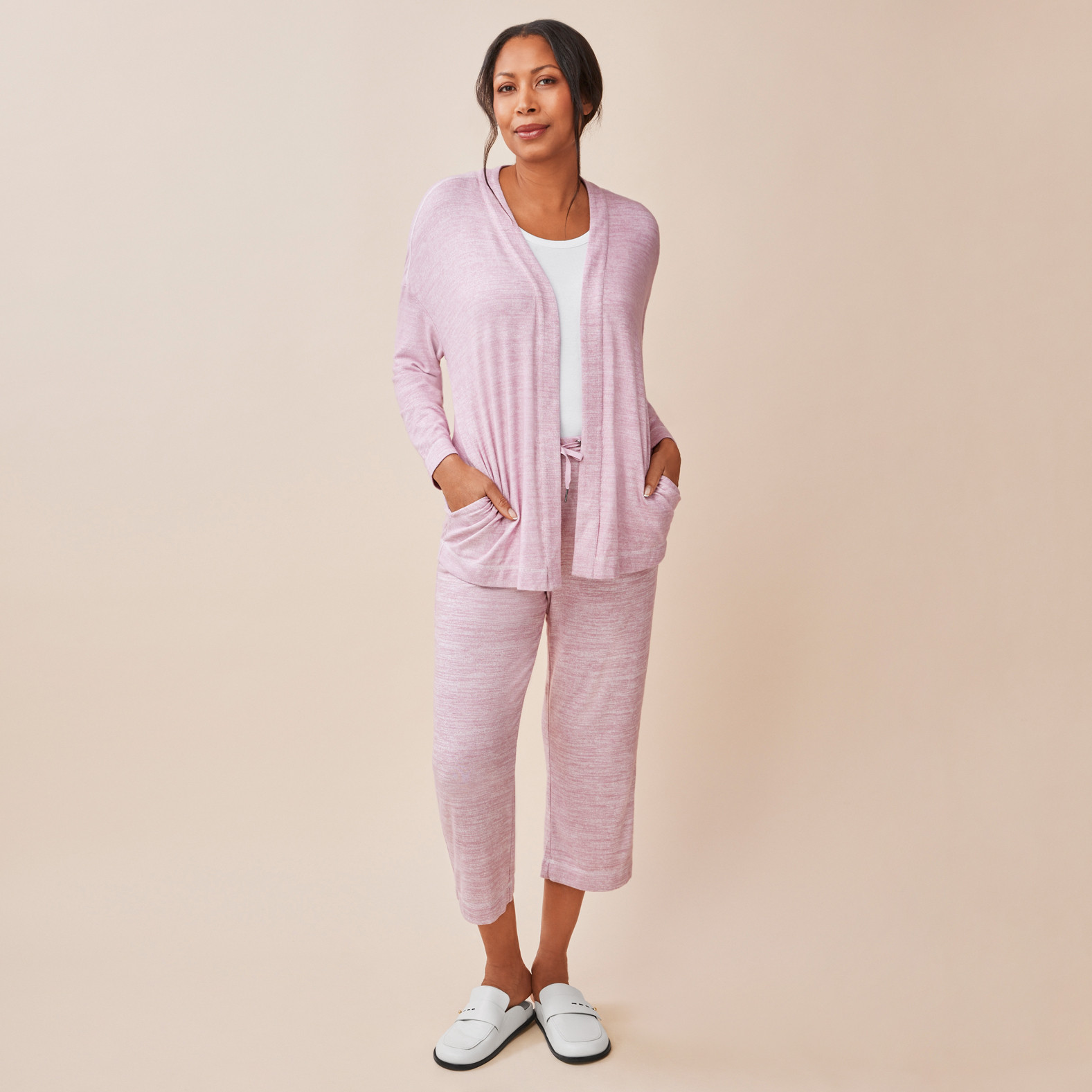 Long Sleeve Lounge Topper Full Body Opal Pink